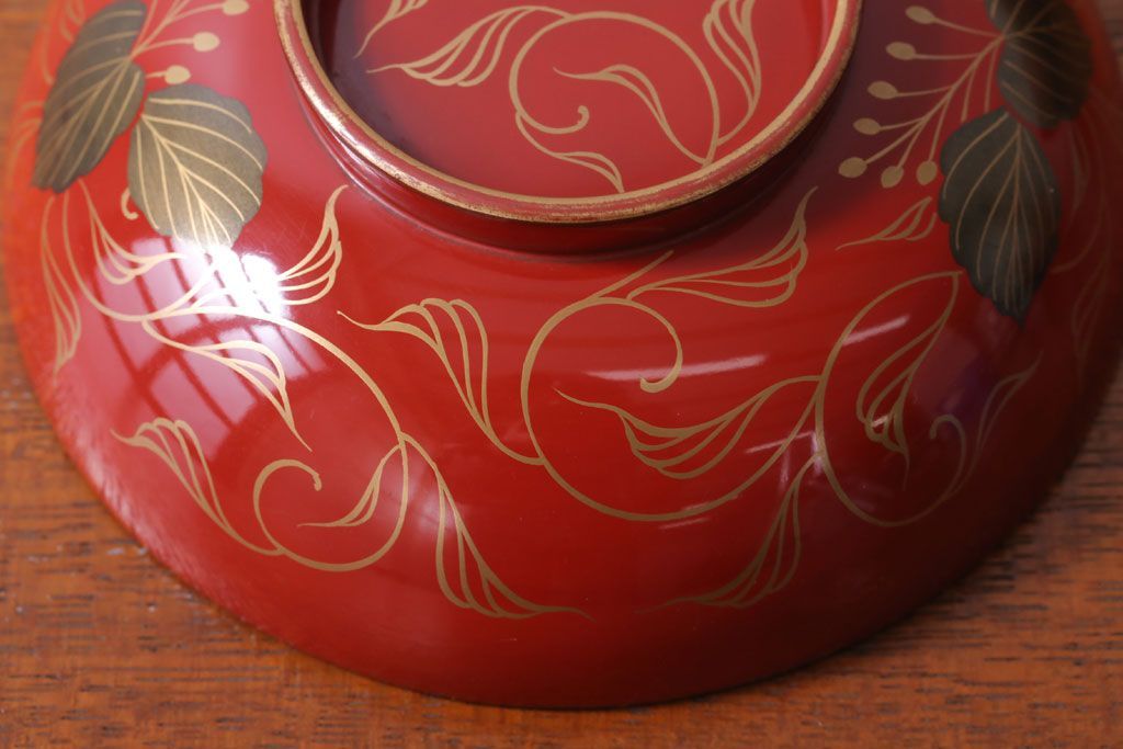 アンティーク雑貨　和製アンティーク　昭和十四年　輪島朱塗　桐蒔絵の木製椀10客(2)