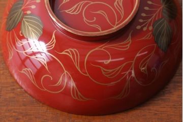 アンティーク雑貨　和製アンティーク　昭和十四年　輪島朱塗　桐蒔絵の木製椀10客(2)