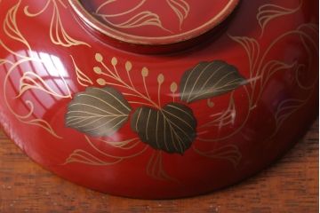 アンティーク雑貨　和製アンティーク　昭和十四年　輪島朱塗　桐蒔絵の木製椀10客(2)