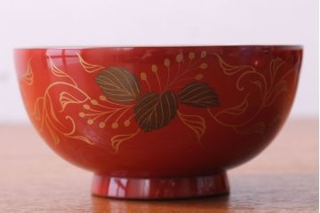 アンティーク雑貨　和製アンティーク　昭和十四年　輪島朱塗　桐蒔絵の木製椀10客(2)