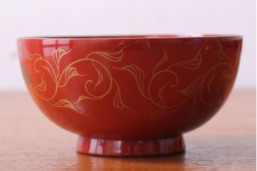 アンティーク雑貨　和製アンティーク　昭和十四年　輪島朱塗　桐蒔絵の木製椀10客(2)