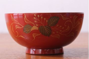 アンティーク雑貨　和製アンティーク　昭和十四年　輪島朱塗　桐蒔絵の木製椀10客(2)