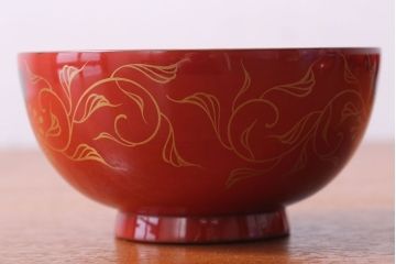 アンティーク雑貨　和製アンティーク　昭和十四年　輪島朱塗　桐蒔絵の木製椀10客(2)