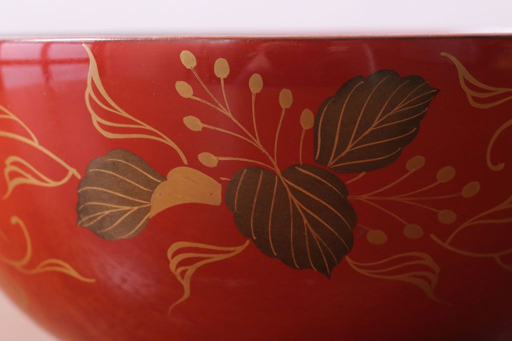 アンティーク雑貨　和製アンティーク　昭和十四年　輪島朱塗　桐蒔絵の木製椀10客(2)
