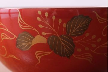 アンティーク雑貨　和製アンティーク　昭和十四年　輪島朱塗　桐蒔絵の木製椀10客(2)