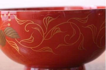 アンティーク雑貨　和製アンティーク　昭和十四年　輪島朱塗　桐蒔絵の木製椀10客(2)