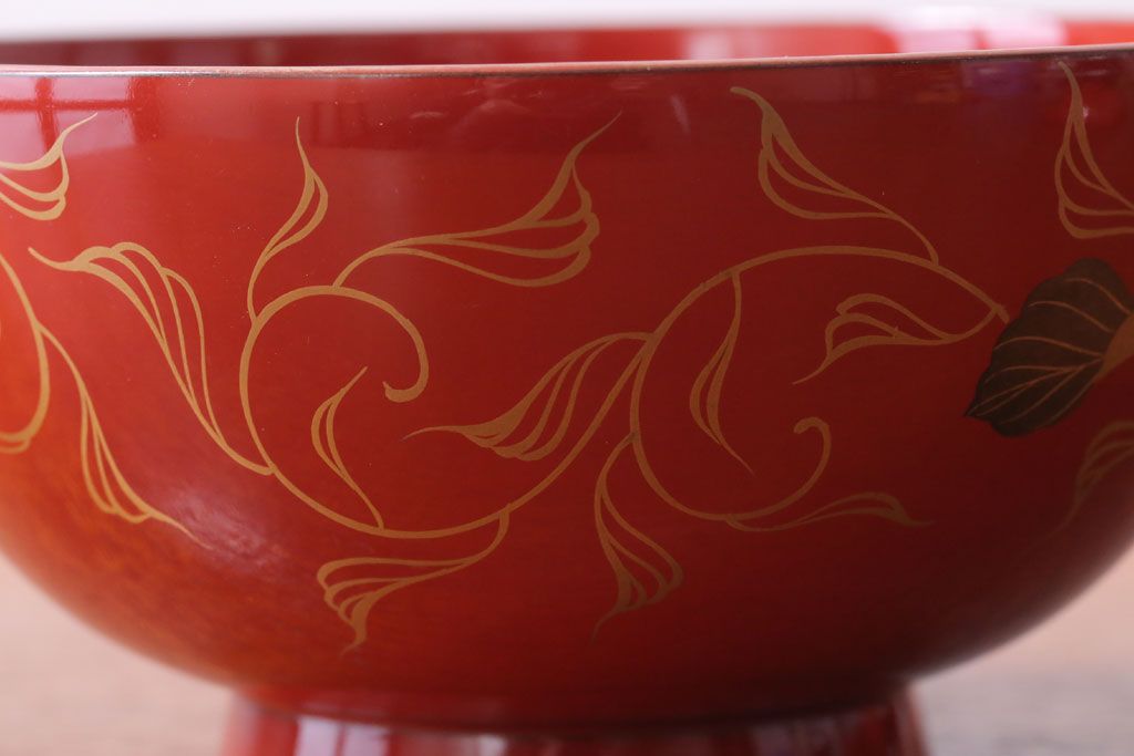 アンティーク雑貨　和製アンティーク　昭和十四年　輪島朱塗　桐蒔絵の木製椀10客(2)