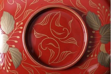 アンティーク雑貨　和製アンティーク　昭和十四年　輪島朱塗　桐蒔絵の木製椀9客