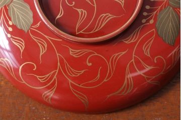 アンティーク雑貨　和製アンティーク　昭和十四年　輪島朱塗　桐蒔絵の木製椀9客