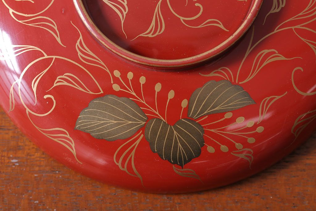 アンティーク雑貨　和製アンティーク　昭和十四年　輪島朱塗　桐蒔絵の木製椀9客