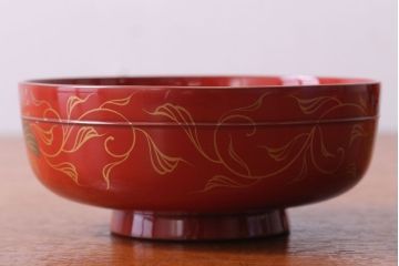 アンティーク雑貨　和製アンティーク　昭和十四年　輪島朱塗　桐蒔絵の木製椀9客