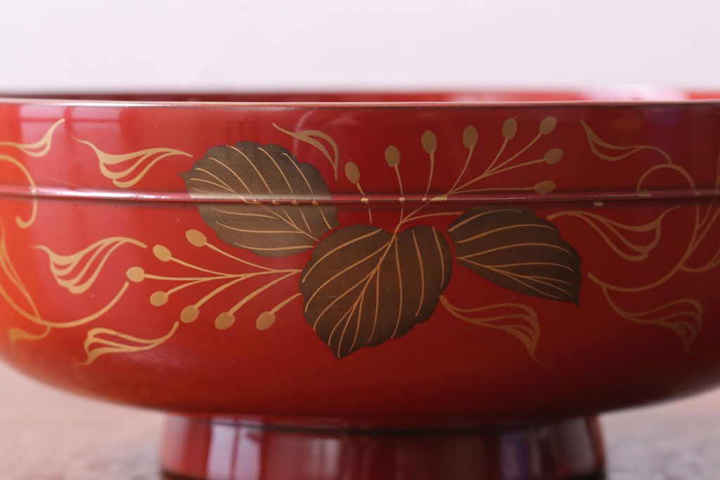 アンティーク雑貨　和製アンティーク　昭和十四年　輪島朱塗　桐蒔絵の木製椀9客