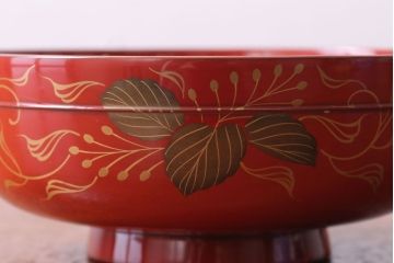 アンティーク雑貨　和製アンティーク　昭和十四年　輪島朱塗　桐蒔絵の木製椀9客