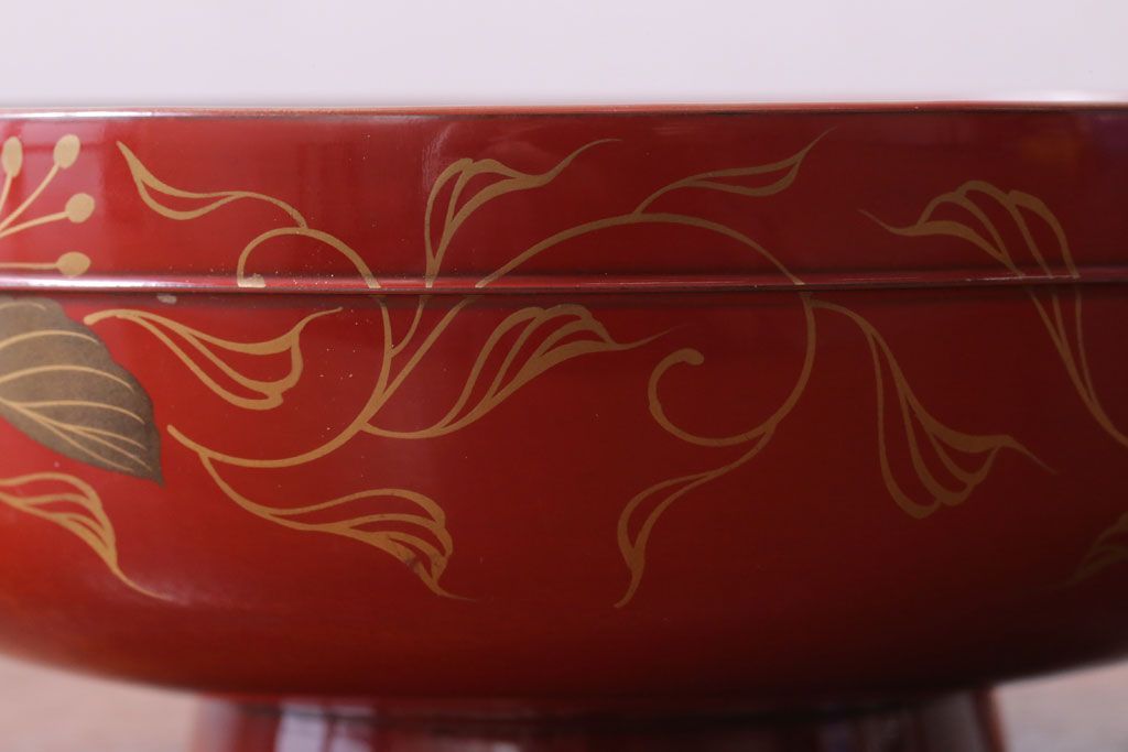 アンティーク雑貨　和製アンティーク　昭和十四年　輪島朱塗　桐蒔絵の木製椀9客