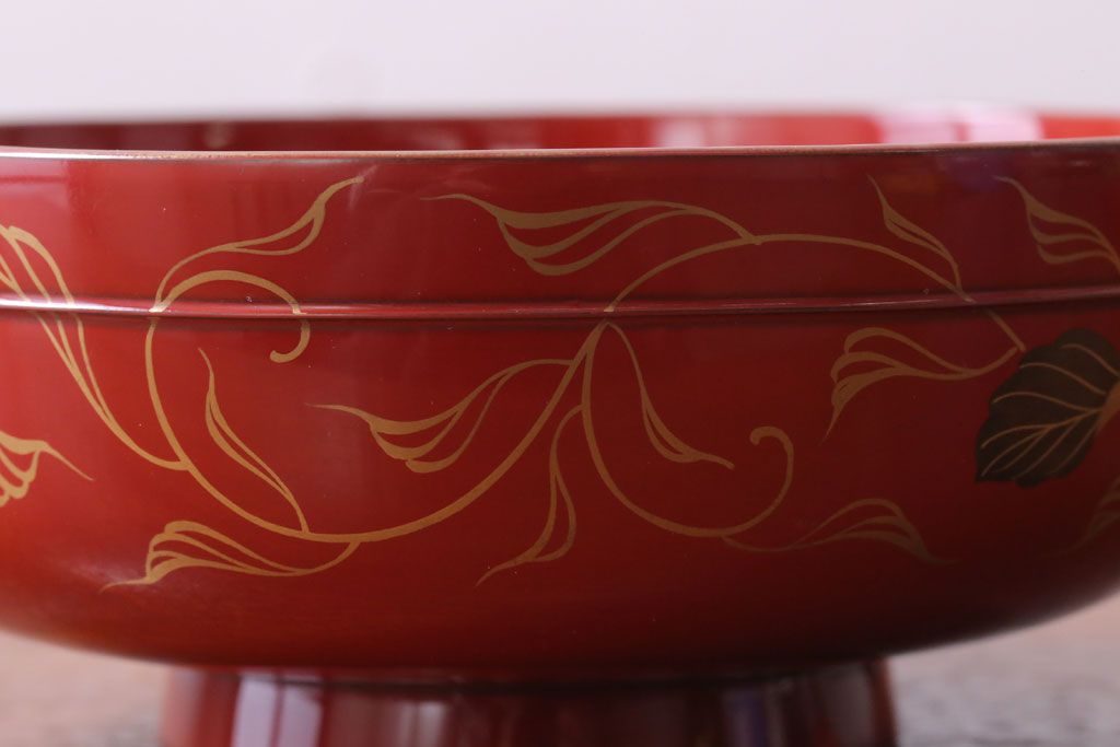 アンティーク雑貨　和製アンティーク　昭和十四年　輪島朱塗　桐蒔絵の木製椀9客