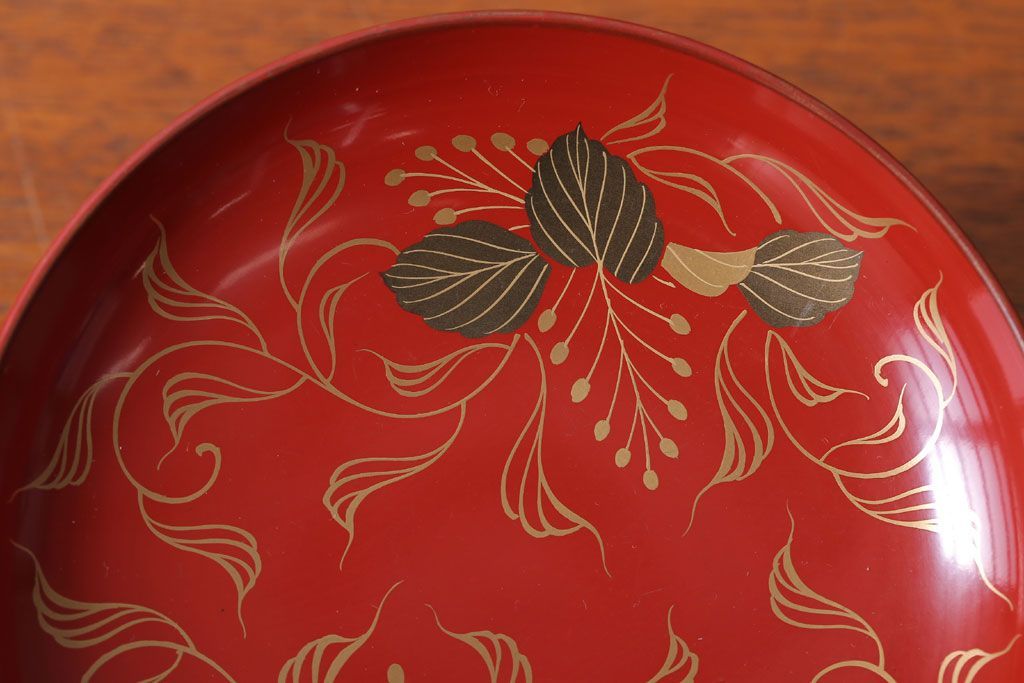 アンティーク雑貨　和製アンティーク　昭和十四年　輪島朱塗　桐蒔絵の木製香台10客セット