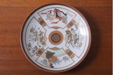 古民具・骨董　明治〜大正　九谷色絵　8寸皿5枚セット(1)