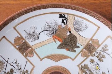 古民具・骨董　明治〜大正　九谷色絵　8寸皿5枚セット(1)