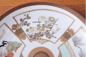 古民具・骨董　明治〜大正　九谷色絵　8寸皿5枚セット(2)