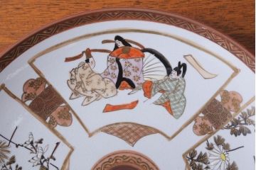 古民具・骨董　明治〜大正　九谷 8寸色絵皿5枚セット(2)