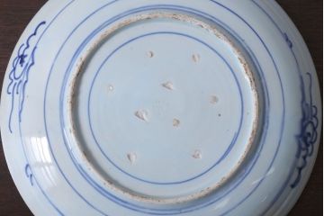 アンティーク雑貨　古民具・骨董　幕末〜明治　牡丹の図　染付　1尺2寸皿