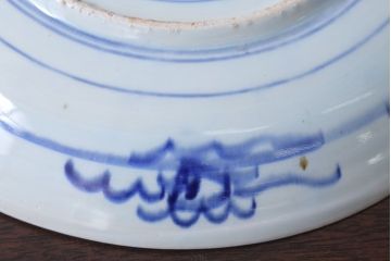 アンティーク雑貨　古民具・骨董　幕末〜明治　牡丹の図　染付　1尺2寸皿