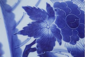 アンティーク雑貨　古民具・骨董　幕末〜明治　牡丹の図　染付　1尺2寸皿