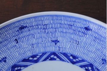 アンティーク雑貨　古民具・骨董　幕末〜明治　染付　微塵唐草　尺皿