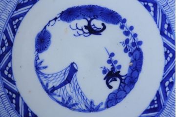 アンティーク雑貨　古民具・骨董　幕末〜明治　染付　微塵唐草　尺皿