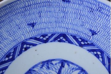アンティーク雑貨　古民具・骨董　幕末〜明治　染付　微塵唐草　尺皿