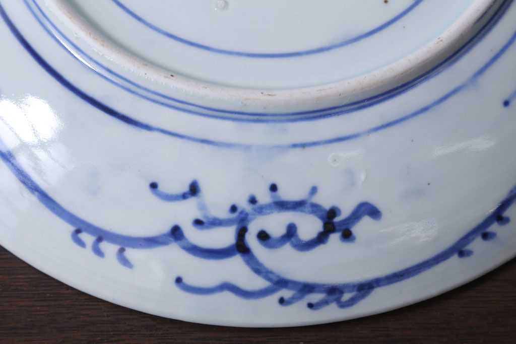 アンティーク雑貨　古民具・骨董　幕末〜明治　染付　微塵唐草　尺皿