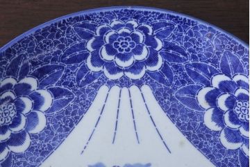 アンティーク雑貨　古民具・骨董　明治〜大正　富士と船の図　印判皿