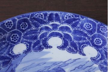 アンティーク雑貨　古民具・骨董　明治〜大正　富士と船の図　印判皿