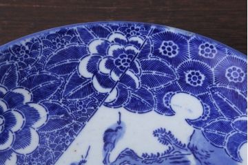 アンティーク雑貨　古民具・骨董　明治〜大正　富士と船の図　印判皿