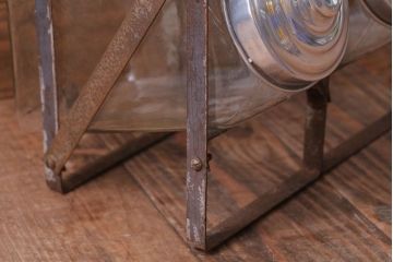 アンティーク雑貨　昭和レトロ　アイアンラック付き!蓋付きガラス瓶4個セット