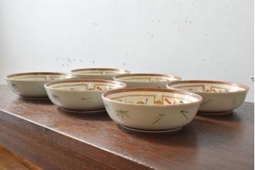 古民具・骨董　明治〜大正　九谷色絵なます皿6客セット