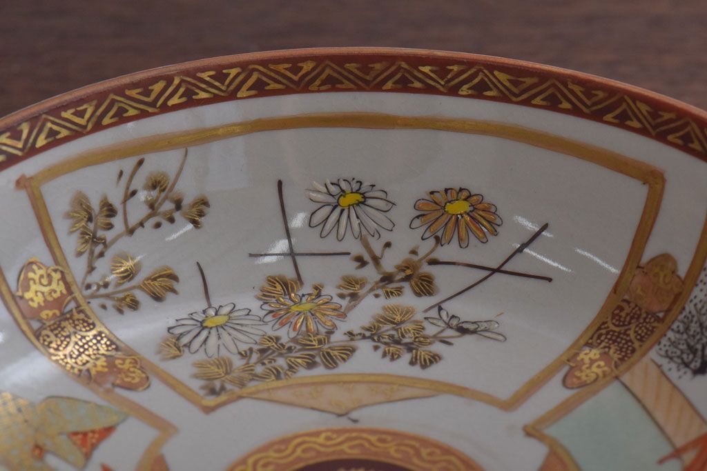 古民具・骨董　明治〜大正　九谷色絵なます皿6客セット