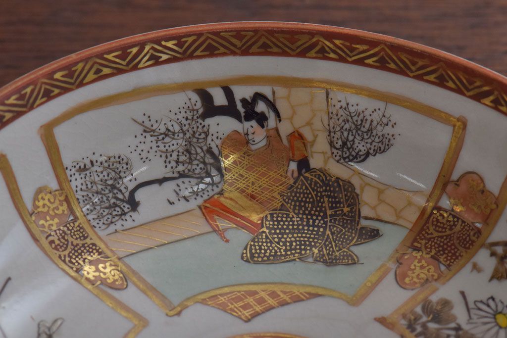 古民具・骨董　明治〜大正　九谷色絵なます皿6客セット