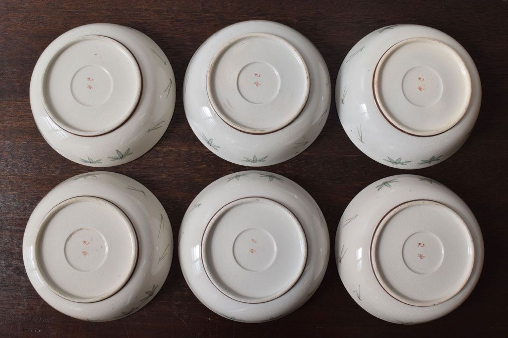 古民具・骨董　明治〜大正　九谷色絵なます皿6客セット