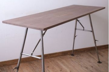 ラフジュオリジナル　高さ調節可能!鉄脚折りたたみテーブル(作業台)(2)