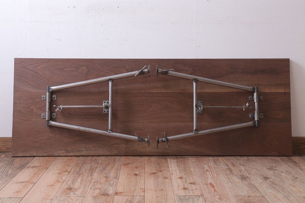 ラフジュオリジナル　高さ調節可能!鉄脚折りたたみテーブル(作業台)(2)