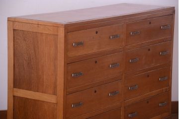 レトロ家具　昭和レトロ　ナラ材製!横型アンティークチェスト