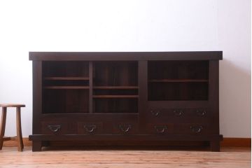 アンティーク家具　古民具・骨董　脚付き!六尺水屋箪笥サイドボード(2)