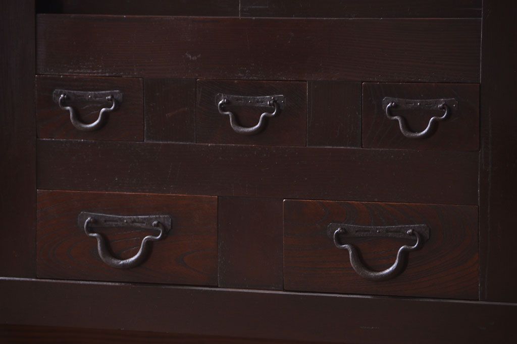 アンティーク家具　古民具・骨董　脚付き!六尺水屋箪笥サイドボード(2)