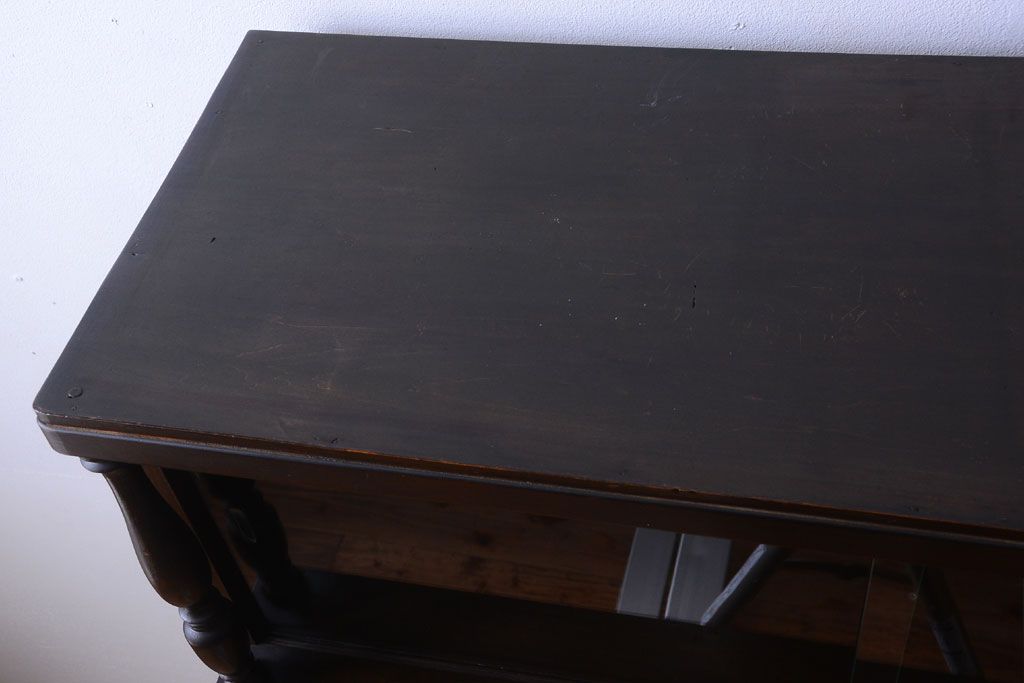 レトロ家具　和製アンティーク　モールガラス入り!大ぶりなレトロ本箱(ブックケース)