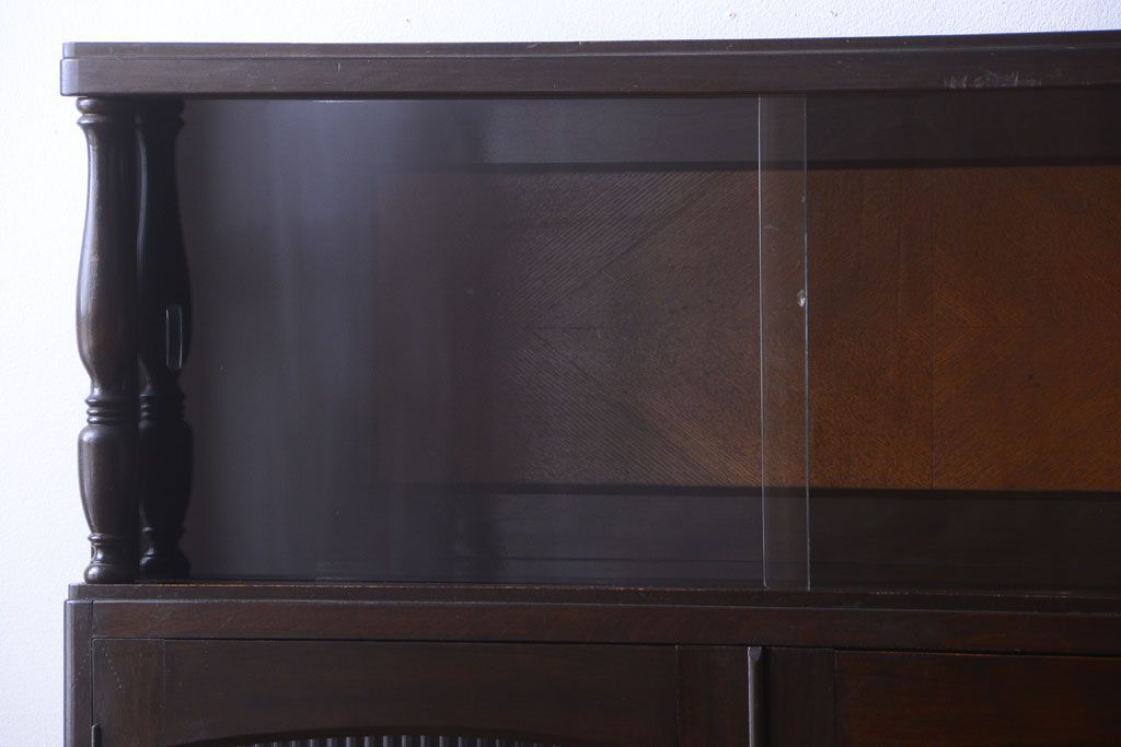 レトロ家具　和製アンティーク　モールガラス入り!大ぶりなレトロ本箱(ブックケース)