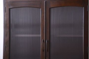 レトロ家具　和製アンティーク　モールガラス入り!大ぶりなレトロ本箱(ブックケース)