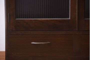 レトロ家具　和製アンティーク　モールガラス入り!大ぶりなレトロ本箱(ブックケース)