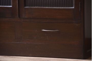 レトロ家具　和製アンティーク　モールガラス入り!大ぶりなレトロ本箱(ブックケース)