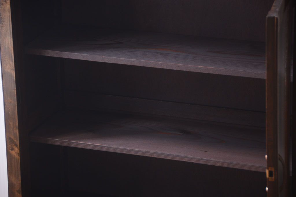 レトロ家具　和製アンティーク　モールガラス入り!大ぶりなレトロ本箱(ブックケース)